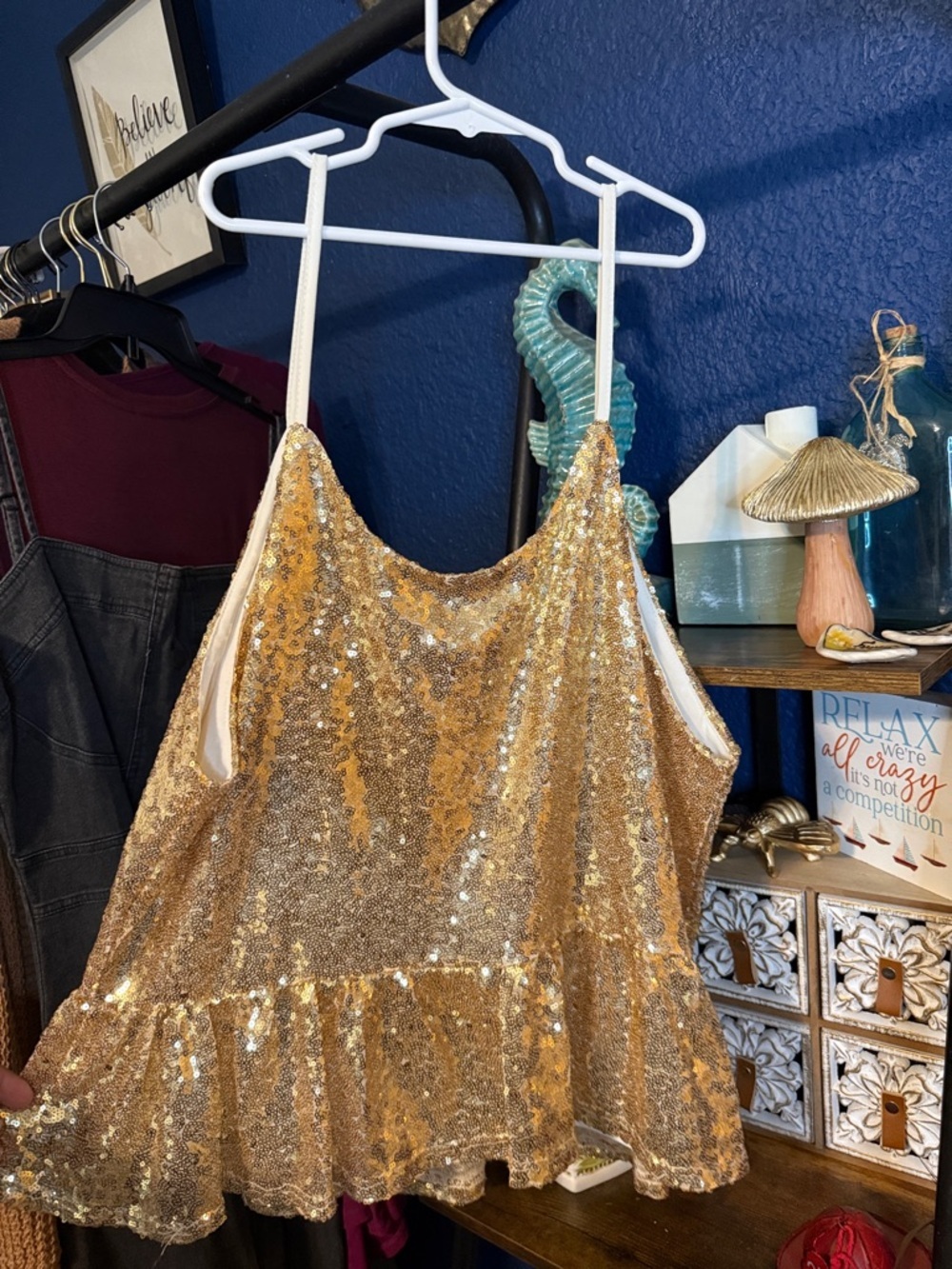 No Boundaries Gold Sequin Tank Top